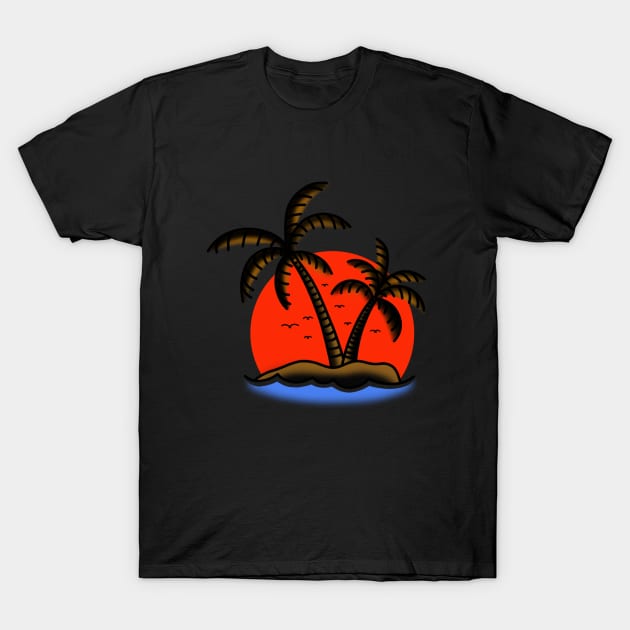 Sunset on the beach T-Shirt by MEJIKU